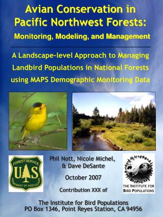 Avian Conservation in Pacific Northwest Forests: Monitoring, Modeling, and Management