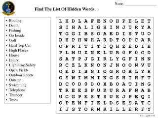 Find The List Of Hidden Words.