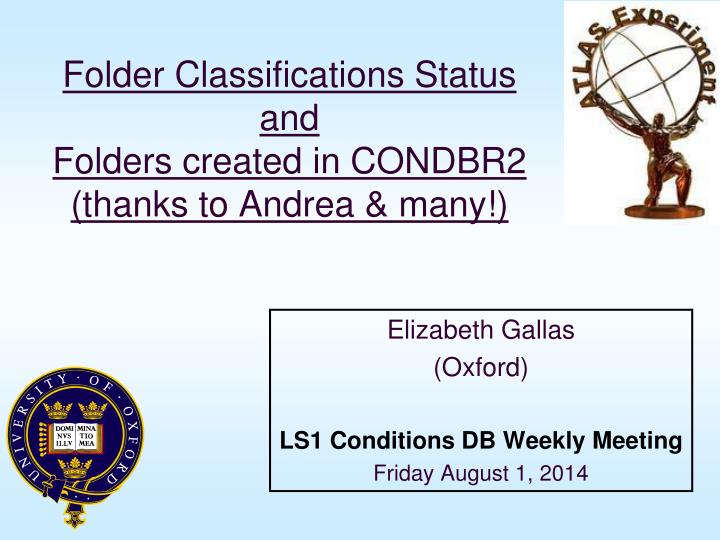 folder classifications status and folders created in condbr2 thanks to andrea many