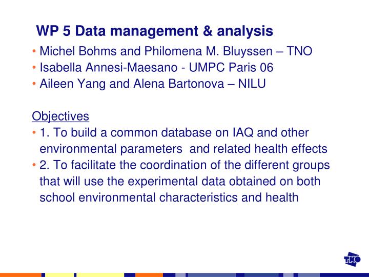 wp 5 data management analysis