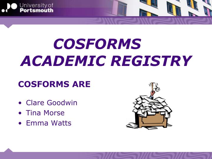 cosforms academic registry