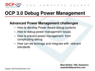 OCP 3.0 Debug Power Management