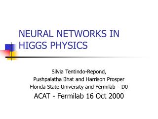 neural networks in higgs physics