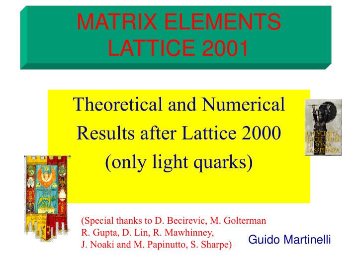 matrix elements lattice 2001