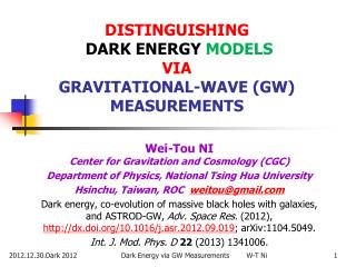 DISTINGUISHING DARK ENERGY MODELS VIA GRAVITATIONAL-WAVE (GW) MEASUREMENTS