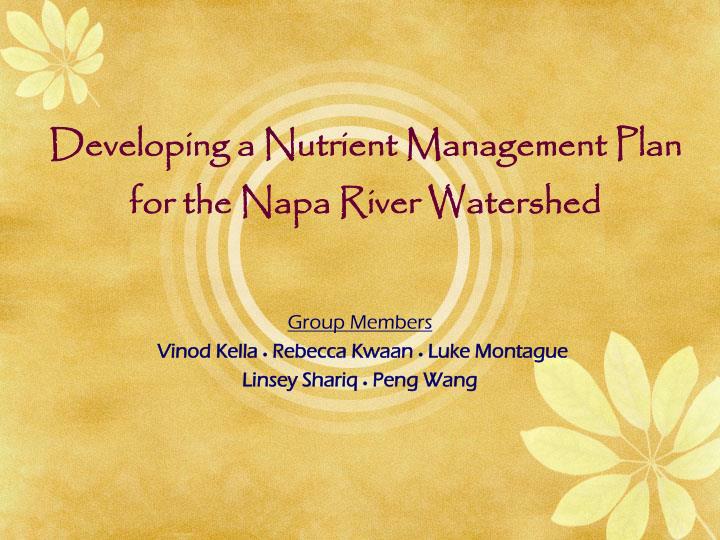 developing a nutrient management plan for the napa river watershed