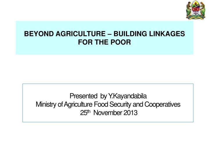 beyond agriculture building linkages for the poor