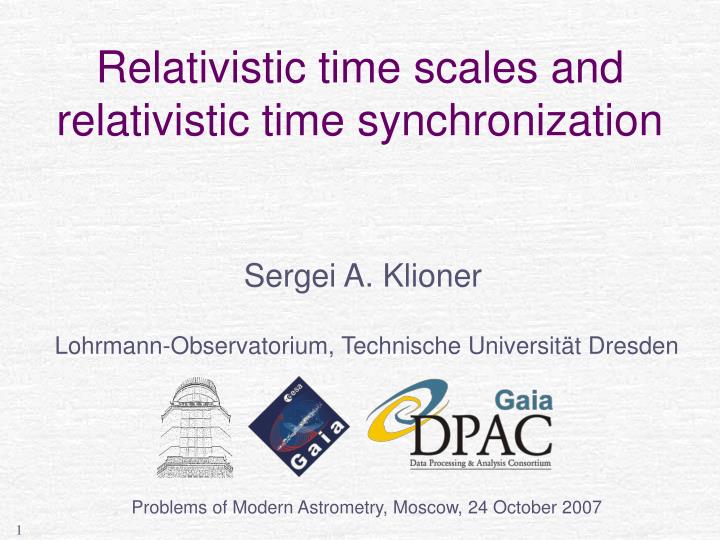 relativistic time scales and relativistic time synchronization