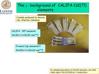 The g- background of C ALIFA CsI(Tl) 		elements