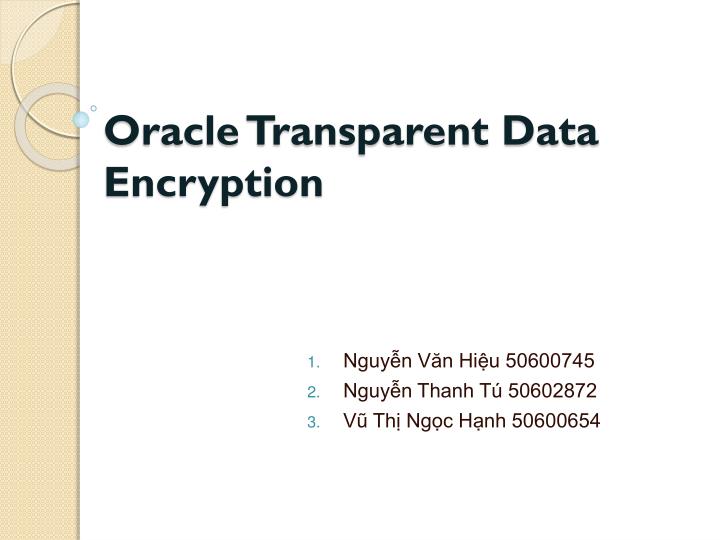oracle transparent data encryption