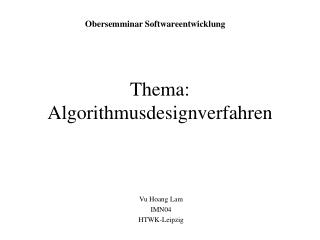thema algorithmusdesignverfahren