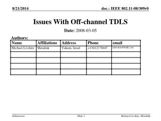 Issues With Off-channel TDLS
