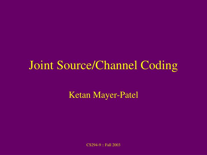 joint source channel coding