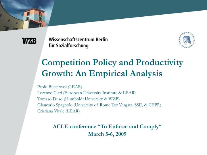 competition policy and productivity growth an empirical analysis