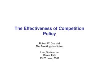 The Effectiveness of Competition Policy