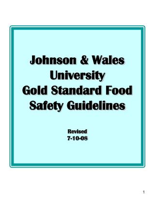 Johnson &amp; Wales University Gold Standard Food Safety Guidelines Revised 7-10-08