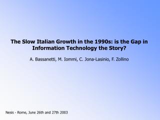 growth accounting analysis of the Italian economic growth over the last twenty years