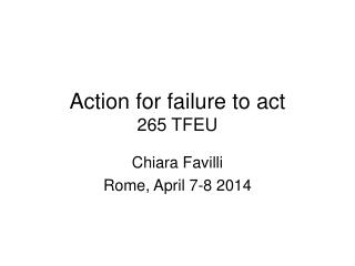 Action for failure to act 265 TFEU