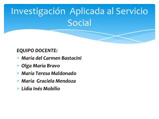 investigaci n aplicada al servicio social