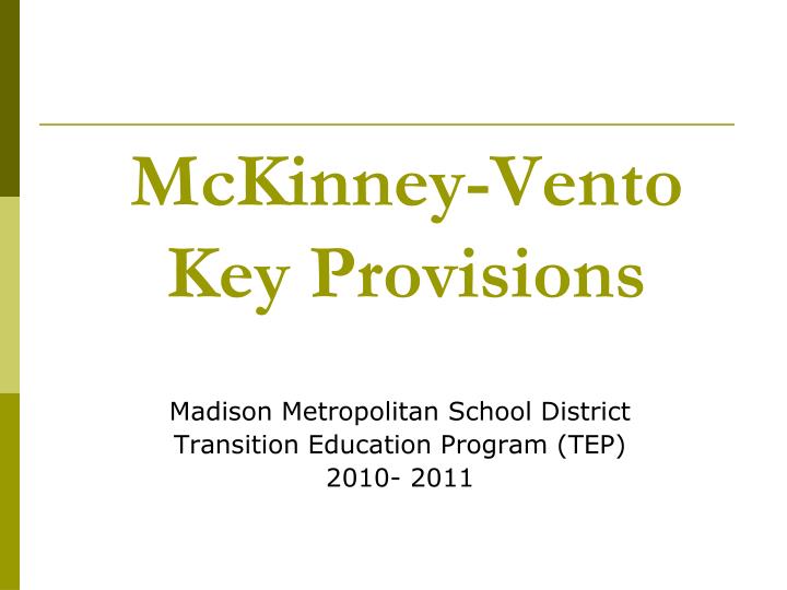 mckinney vento key provisions