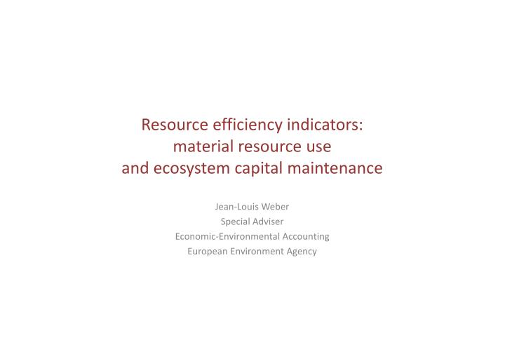 resource efficiency indicators material resource use and ecosystem capital maintenance
