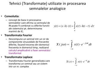 tehnici transformate utilizate in procesarea semnalelor analogice