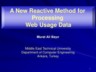Murat Ali Bay ? r Middle East Technical University Department of Computer Engineering