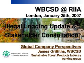WBCSD @ RIIA London, January 25th, 2007 Illegal Logging Update &amp; Stakeholder Consultation