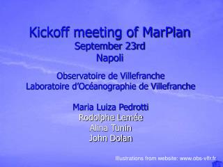 Kickoff meeting of MarPlan September 23rd Napoli