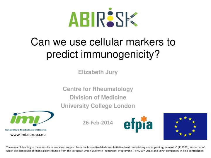 can we use cellular markers to predict immunogenicity