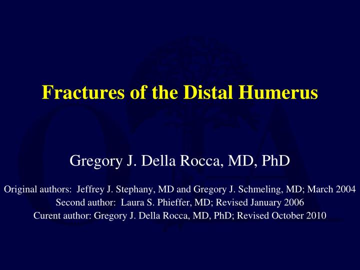 fractures of the distal humerus