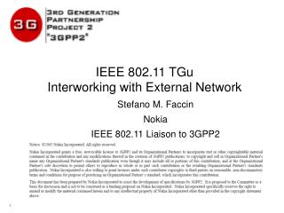 IEEE 802.11 TGu Interworking with External Network