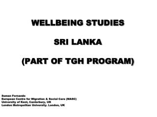 WELLBEING STUDIES SRI LANKA (PART OF TGH PROGRAM)