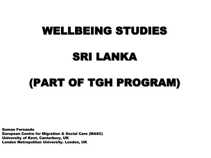 wellbeing studies sri lanka part of tgh program