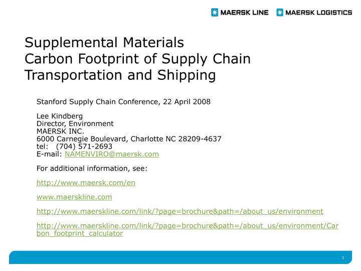 supplemental materials carbon footprint of supply chain transportation and shipping