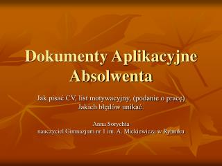 dokumenty aplikacyjne absolwenta