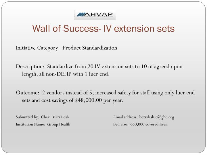 wall of success iv extension sets