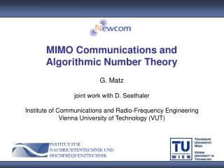 MIMO Communications and Algorithmic Number Theory