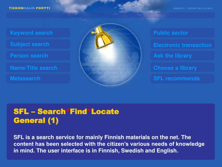 sfl search find locate general 1