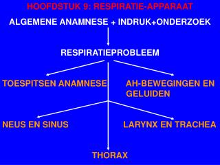 HOOFDSTUK 9: RESPIRATIE-APPARAAT ALGEMENE ANAMNESE + INDRUK+ONDERZOEK RESPIRATIEPROBLEEM