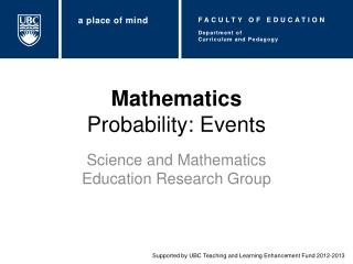 Mathematics Probability: Events