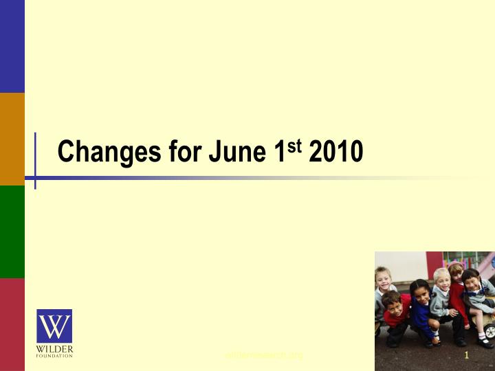 changes for june 1 st 2010
