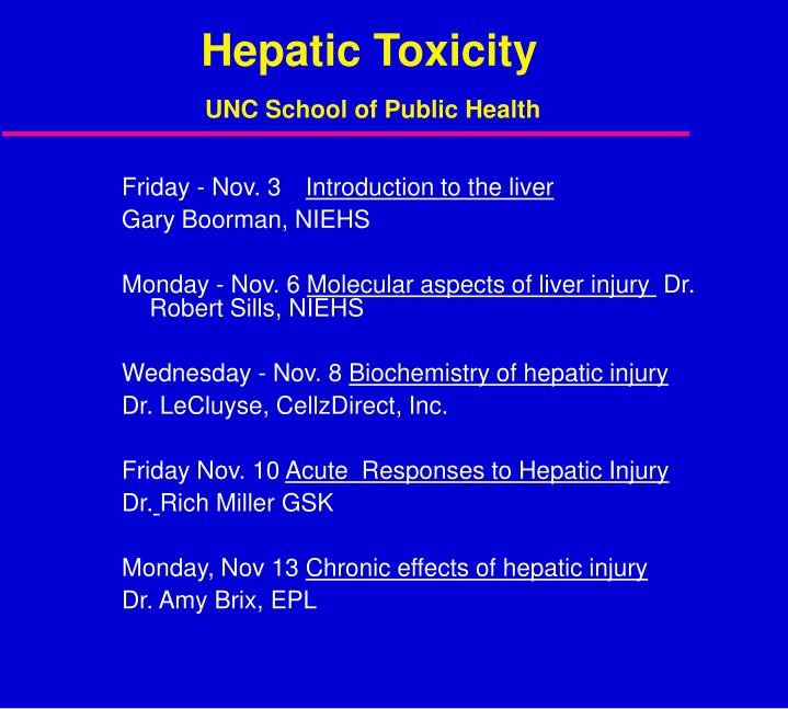 hepatic toxicity unc school of public health