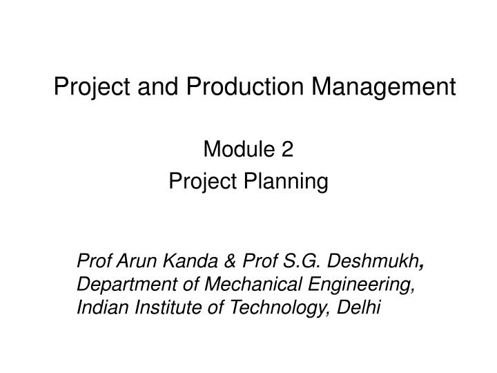 project and production management
