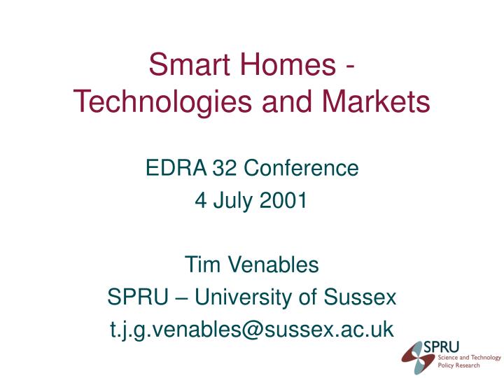 smart homes technologies and markets