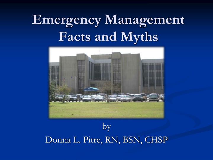 emergency management facts and myths