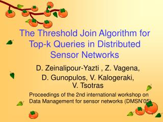 The Threshold Join Algorithm for Top-k Queries in Distributed Sensor Networks