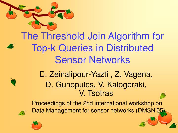 the threshold join algorithm for top k queries in distributed sensor networks