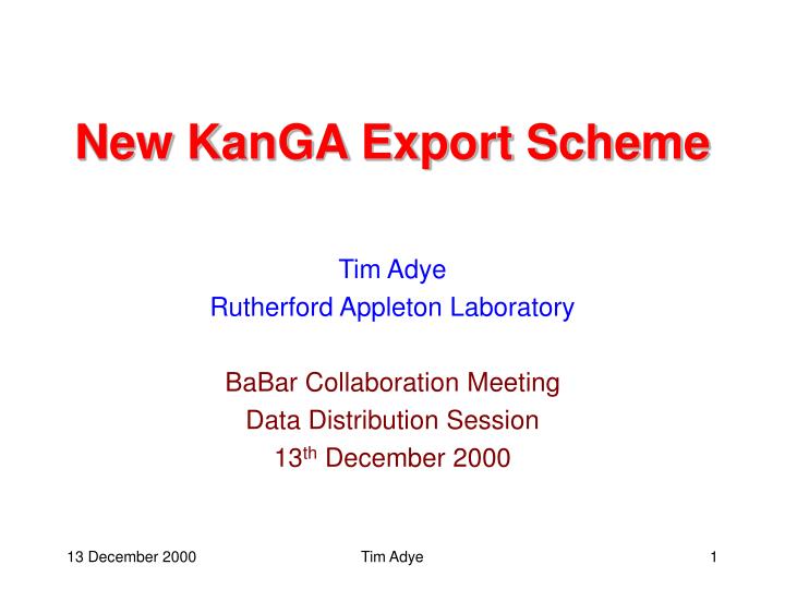 new kanga export scheme