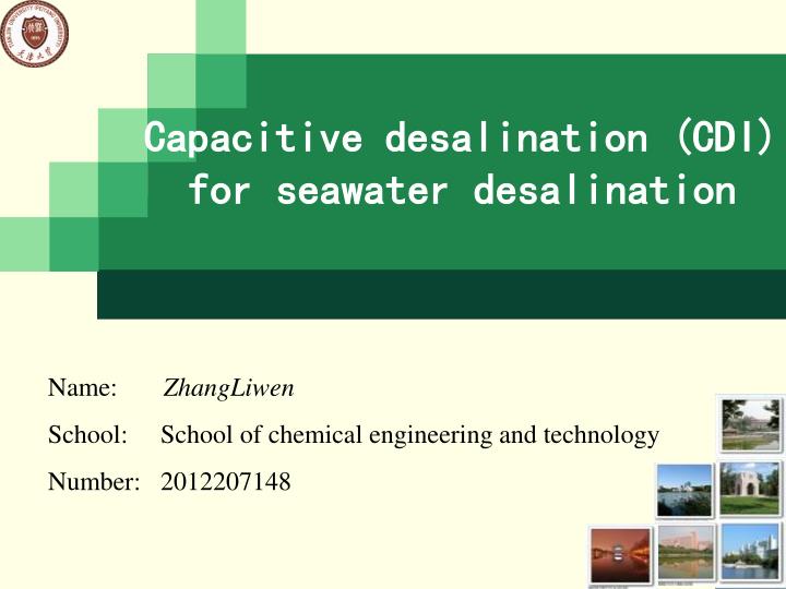 capacitive desalination cdi fo r seawater desalination